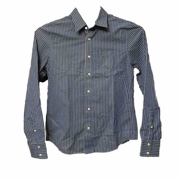 Abercrombie & Fitch Men Shirt Long Sleeve Button Down Muscle Fit XL Blue‎ Stripe - Picture 1 of 5
